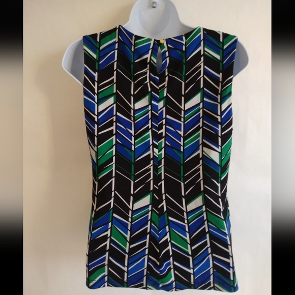 Calvin Klein Women's Sleeveless blouse Top Chevron size PM (Petite Medium) - Picture 9 of 12